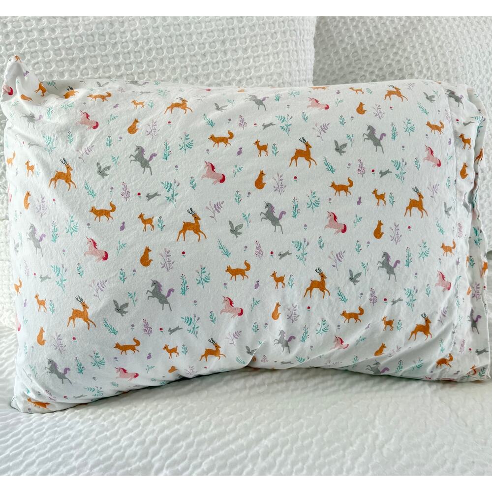Pillowfort Woodland Animals Unicorn Deer Floral Pillowcase Cotton 27x20 Standard